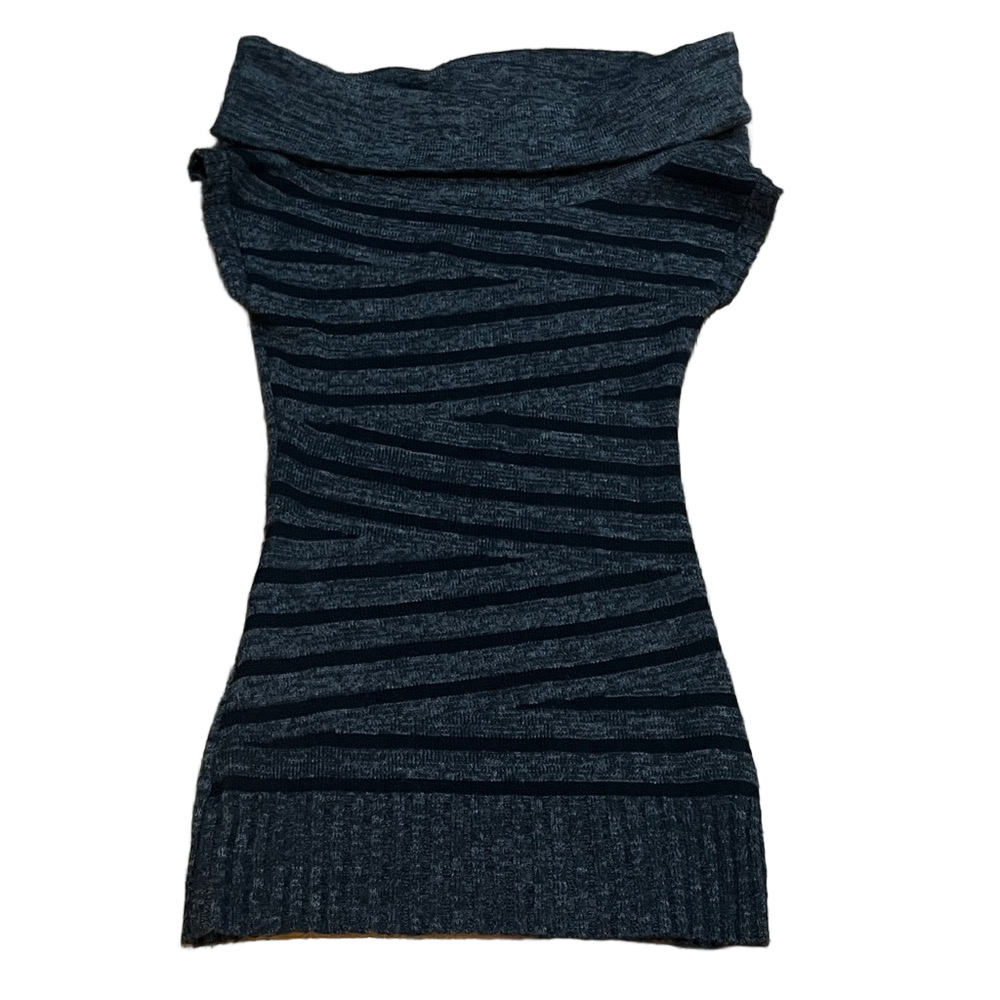Women's Black and Gray Striped Sweater box 7